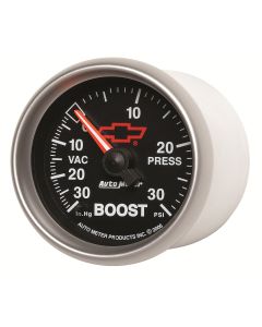 Gauge, Vac/Boost, 2 1/16", 30Inhg-30Psi, Mechanical, Chevy Red Bowtie

