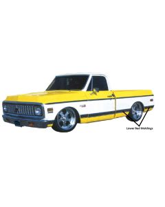 1969-72 Lower Long Fleetside Bed Mldgs W/Blk Insert