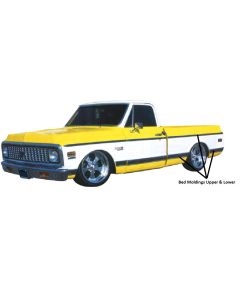 1969-72 Lower Long Fleetside Bed Mldgs W/Blk Insert