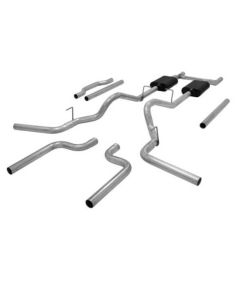 1973-1987 Chevy-GMC Truck Flowmaster American Thunder Dual Exhaust Crossmember Back System, Aluminized Steel, 1/2-3/4 Ton V8, 2WD