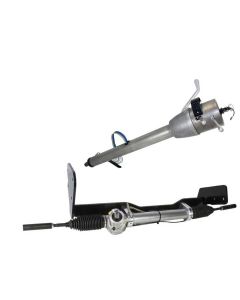 1967-1972 Chevy C10 Power Rack and Pinion Cradle Kit, Mill Finished Column Shift Tilt Column, Flaming River
