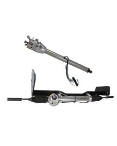 1967-1972 Chevy C10 Power Rack and Pinion Cradle Kit, Polished Column Shift Tilt Column, Flaming River