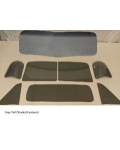 1951-1953 Chevy-GMC Truck Glass Kit, V-Bend Windshield. Small Rear Glass, Grey Tint With Shade Band
