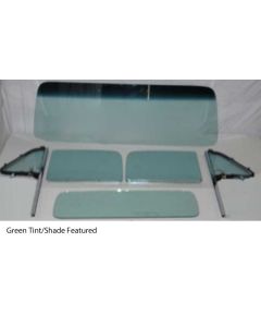 1954 Chevy-GMC Truck Glass Kit With Vent Window Assemblies With Posts, Door Glass In Channel, Standard Back Glass-Grey Tint With Shade Band