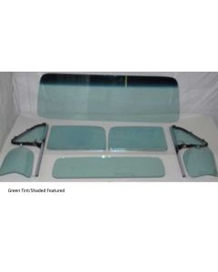 1954 Chevy-GMC Truck Glass Kit With Vent Window Assemblies With Posts, Door Glass In Channel, Small Back Glass-Grey Tint With Shade Band