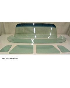 1955-1959 Chevy-GMC Truck Glass Kit, Deluxe/Large Back Glass-Grey With Shade Band