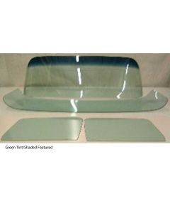 1955-1959 Chevy-GMC Truck Glass Kit, Deluxe/Large Back Glass, Vent Window Delete-Grey Tint With Shade Band