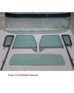 1960-1963 Chevy-GMC Truck Glass Kit, Small Back Glass-Vent Assemblies With Posts, Assembled Door Windows, Chrome Frames-Clear