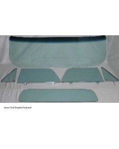 1964-1966 Chevy-GMC Truck Glass Kit With Vent Window In Frames, Door Glass In Channel, Small Back Glass-Green Tint
