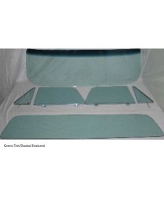 1964-1966 Chevy-GMC Truck Glass Kit With Vent Window In Frames, Door Glass In Channel, Deluxe/Large Back Glass-Green Tint