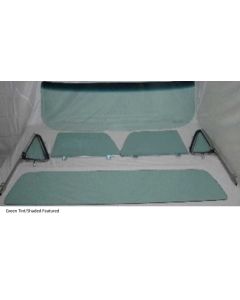 1964-1966 Chevy-GMC Truck Glass Kit With Vent Window Assemblies With Posts, Door Glass In Channel, Deluxe/Large Back Glass-Grey Tint With Shade Band