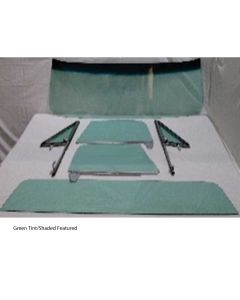 1967 Chevy-GMC Truck Glass Kit With Vent Window Assemblies With Posts, Door Glass In Channel, Deluxe/Large Back Glass-Grey Tint With Shade Band