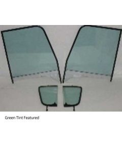 1955-1959 Chevy-GMC Truck Side Window Kit With Assembled Vent And Door Glasses, Black Frames-Grey Tint