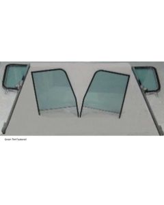 1955-1959 Chevy-GMC Truck Side Window Kit With Assembled Vent Post Assemblies And Door Glasses, Black Door Window Frames, Chrome Vent Posts-Green Tint