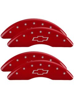 2019-2020 Chevy Silverado 1500 MGP Caliper Covers, Red With Engraved Bowtie Logo