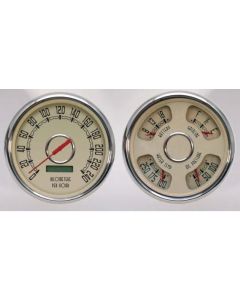 1947-1953 Chevrolet Truck New Vintage USA Woodward Series 2 Gauge Kit - Programmable 240 KPH Speedometer - Quad Gauge(Fuel, Battery, Water Temp. and Oil Pressure) - Beige