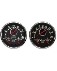 1947-1953 Chevrolet Truck New Vintage USA Woodward Series 2 Gauge Kit - 3 in 1 Gauges - Programmable 240 KPH Speedometer with Oil Pressure / Water Temp. - Tachometer with Battery and Fuel - Black