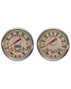 1947-1953 Chevrolet Truck New Vintage USA Woodward Series 2 Gauge Kit - 3 in 1 Gauges - Programmable 240 KPH Speedometer with Oil Pressure / Water Temp. - Tachometer with Battery and Fuel - Beige