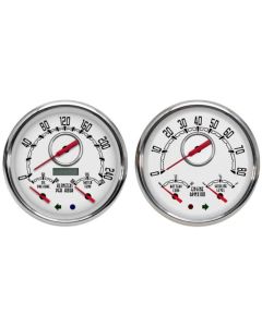 1947-1953 Chevrolet Truck New Vintage USA Woodward Series 2 Gauge Kit - 3 in 1 Gauges - Programmable 240 KPH Speedometer with Oil Pressure / Water Temp. - Tachometer with Battery and Fuel - White