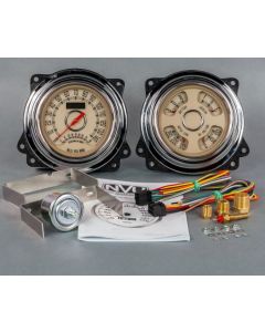 1947-1953 Chevrolet Truck New Vintage USA Woodward Series 2 Gauge Kit - Dual Gauge with Programmable 140 MPH Speedometer and Tachometer - Quad Gauge with Battery, Fuel, Water Temp. and Oil Pressure - Beige