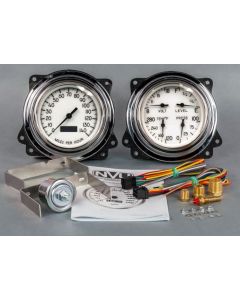 1947-1953 Chevrolet Truck New Vintage USA 1940 Series 2 Gauge Kit - Programmable 140 MPH Speedometer - Quad Gauge(Fuel, Battery, Water Temp. and Oil Pressure) - White