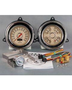 1954 Chevrolet Truck New Vintage USA Woodward Series 2 Gauge Kit - Programmable 140 MPH Speedometer - Quad Gauge(Fuel, Battery, Water Temp. and Oil Pressure) - Beige