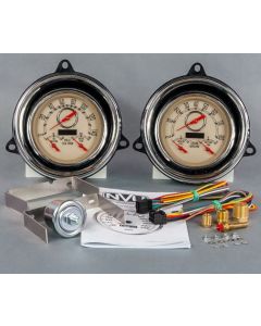 1954 Chevrolet Truck New Vintage USA Woodward Series 2 Gauge Kit - 3 in 1 Gauges - Programmable 140 MPH Speedometer with Oil Pressure / Water Temp. - Tachometer with Battery and Fuel - Beige