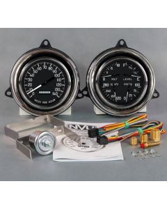 1954 Chevrolet Truck New Vintage USA 1940 Series 2 Gauge Kit - Programmable 140 MPH Speedometer - Quad Gauge(Fuel, Battery, Water Temp. and Oil Pressure) - Black