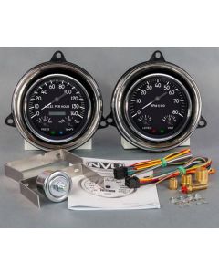 1954 Chevrolet Truck New Vintage USA 1940 Series 2 Gauge Kit - 3 in 1 Gauges - Programmable 140 MPH Speedometer with Oil Pressure / Water Temp. - Tachometer with Battery and Fuel - Black