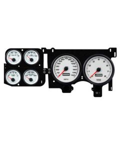 1973-1987 Chevrolet-GMC Truck New Vintage USA 6 Gauge Performance Series Package - 140 MPH Programmable Speedometer with Tachometer, Oil Pressure, Water Temp, Fuel and Volt Meter - White
