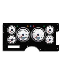 1973-1987 Chevrolet-GMC Truck New Vintage USA 6 Gauge Performance II Series Package - 240 KPH Programmable Speedometer with Tachometer, Oil Pressure, Water Temp, Fuel and Volt Meter - White