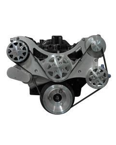 Front Drive System, w/ On Board PS Reservoir, Big Block Chevy, Machine finish, w/ AC and Power Steering


