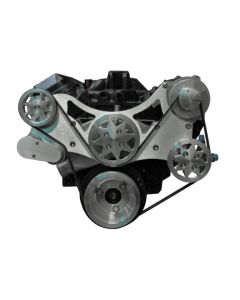 Front Drive System, w/ On Board PS Reservoir, Big Block Chevy, Machine finish, NO AC with Power Steering

