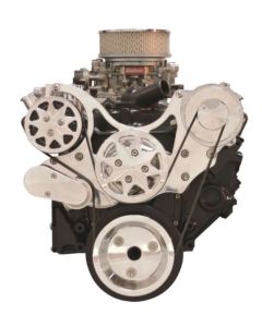 Front Drive System, Small Block Chevy, Polished, w/ AC and NO Power Steering











)