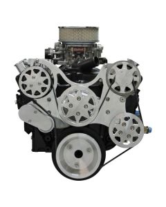 Front Drive System, Small Block Chevy, w/ On Board PS Reservoir, Machine finish, w/ AC and Power Steering






)