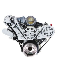 Front Drive System, LS1, 2, 3 & 6 - With Edelbrock Water Pump, Polished, w/ NO AC and Power Steering

