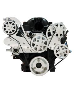Front Drive System, LS1, 2, 3 & 6 - With Edelbrock Water Pump, Polished, w/ NO AC and Power Steering

