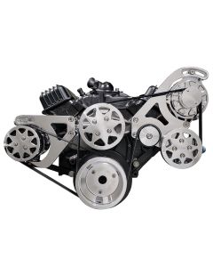 Small Block Chevy Serpintine Conversion Kit AC Configured With Out Accessories Polished









)