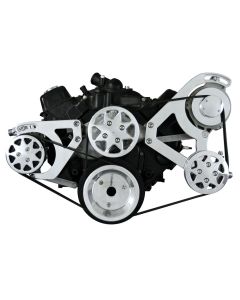 Small Block Chevy Serpentine Conversion Kit AC Configured With Accessories Polished 160 Amp Alternator










