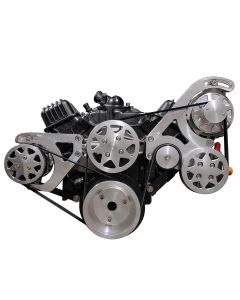 Small Block Chevy Serpintine Conversion Kit AC Configured With Out Accessories Polished









)