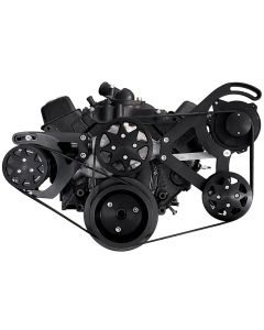 Small Block Chevy Serpintine Conversion Kit AC Configured With Accessories Black Anodized 105 Amp Alternator









)