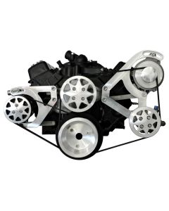 Small Block Chevy Serpintine Conversion Kit AC Configured With Accessories Machined Finish 105 Amp Alternator









)