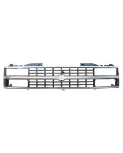 1988-1993 Chevy Truck Grille, Composite Or Dual Headlights-Chrome/Black