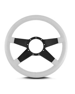 1949-1994 Chevy-GMC Truck Lecarra Standard Steering Wheel-14",  Black Spokes, White Leather Wrap