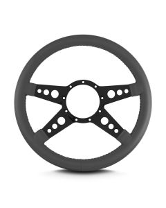 1949-1994 Chevy-GMC Truck Lecarra GT Steering Wheel-14",  Black Spokes, Dark Grey Leather Wrap