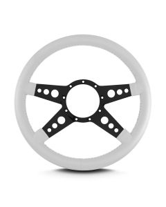 1949-1994 Chevy-GMC Truck Lecarra  GT Steering Wheel-14", Black Spokes, White Leather Wrap