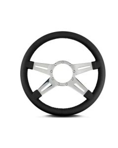Lecarra 14 in MK-9 Steering Wheel, Polished, Black Leather