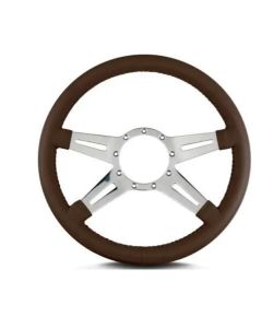 Lecarra 14 in MK-9 Steering Wheel, Polished, Brown Leather