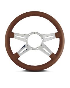 Lecarra 14 in MK-9 Steering Wheel, Polished, Caramel Leather