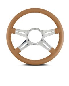 Lecarra 14 in MK-9 Steering Wheel, Polished, Chestnut Leather